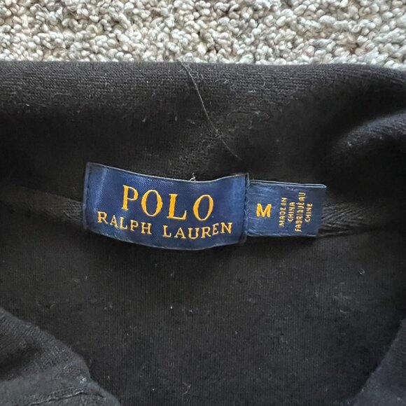 Polo Ralph Lauren Quarter Zip Sweater Men’s Medium Black Red Pony Pullover - Picture 3 of 5